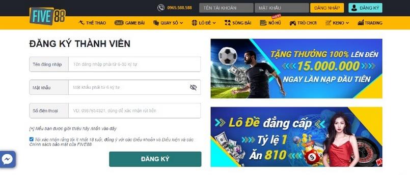 Hướng dẫn đăng ký tài khoản Five88 nhanh gọn và đúng cách
