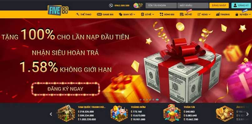 Các chương trình khuyến mãi Five88 hấp dẫn nhất hiện nay