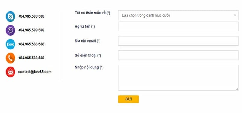 Cách liên hệ Five88 đơn giản, dễ dàng bạn nên biết Cách liên hệ Five88 đơn giản, dễ dàng bạn nên biết