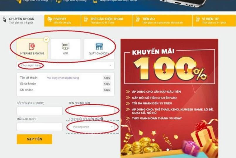 Hướng dẫn cách thức nạp tiền Five88 nhanh gọn nhất hiện nay